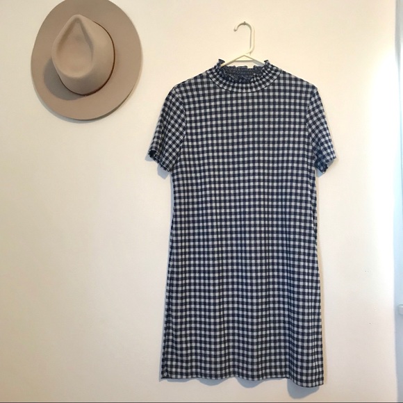 zara blue gingham dress